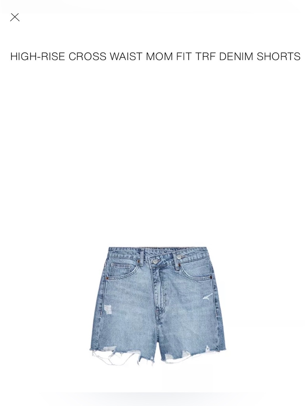 Zara high rise cross waist denim shorts size 8 NWOT